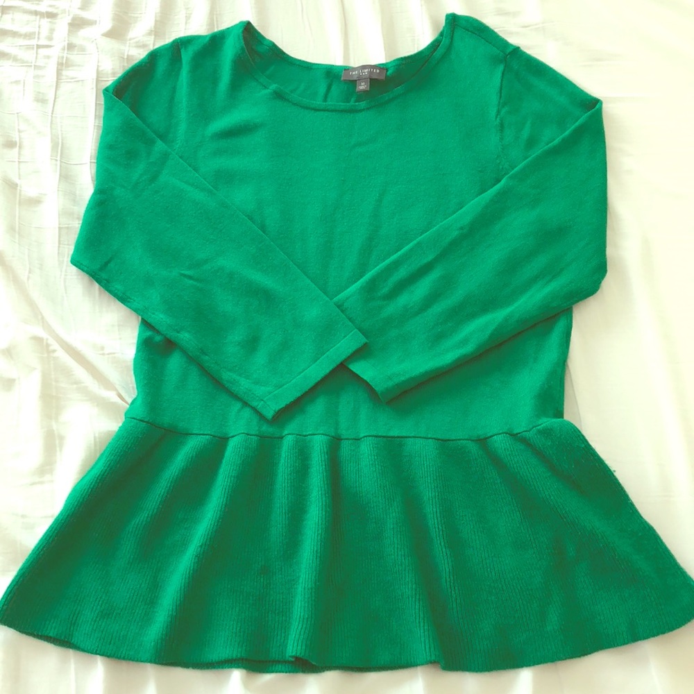 The Limited Green Peblum Sweater
